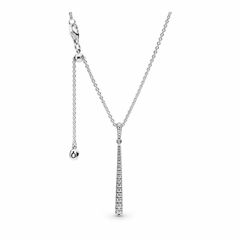 Pandora Shooting Star Necklace Ireland - Sterling Silver/Silicone/Cubic Zirconia - 921605DTF